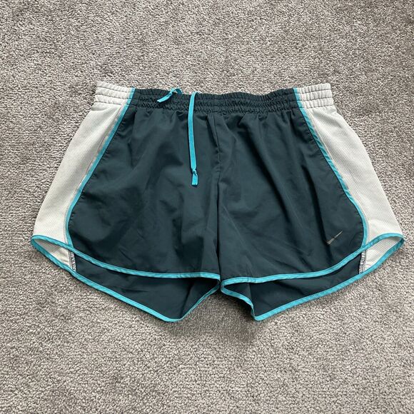 Nike Dri-Fit Active Shorts Women Medium Blue Elastic Waist Athletic Running 30x4 - Picture 1 of 14